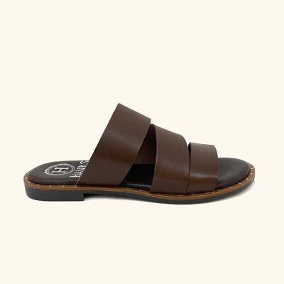 Brown leather Milos flat sandals