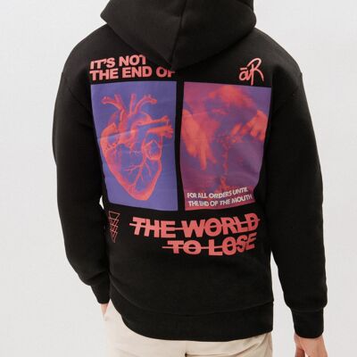 "NOT THE END" Printed Oversized Hoodie - Black