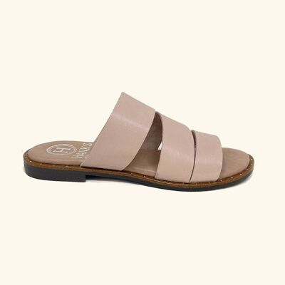 Milos Pink Leder flache Sandalen