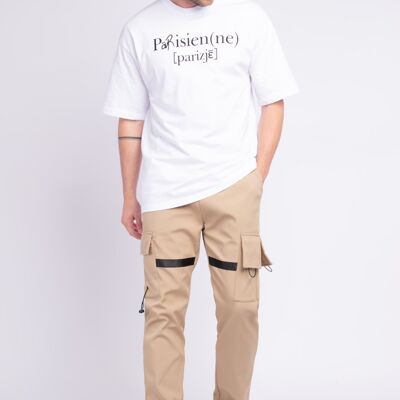 Pantalon Jogging avec Poches Cargo Uni Beige