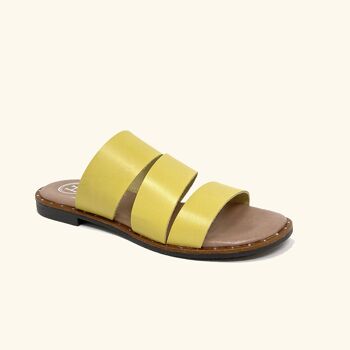 Sandales plates en cuir jaune Milos 2