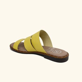 Sandales plates en cuir jaune Milos 3