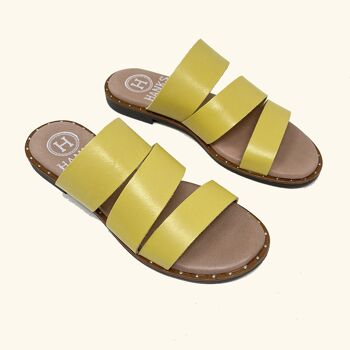 Sandales plates en cuir jaune Milos 4