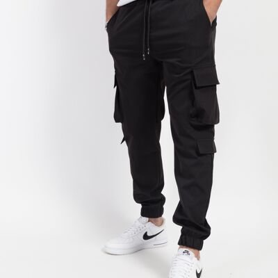 Plain Cargo Pocket Jogging Pants - Black