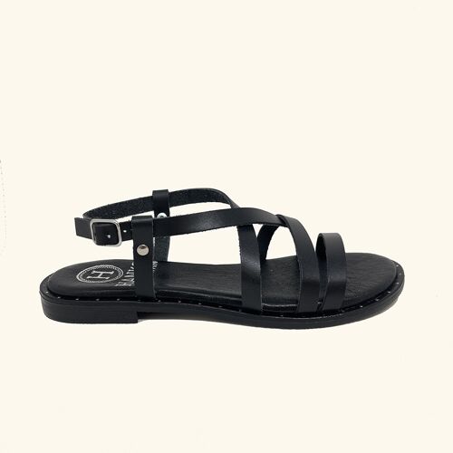 Sandalias planas Kos Piel Negro