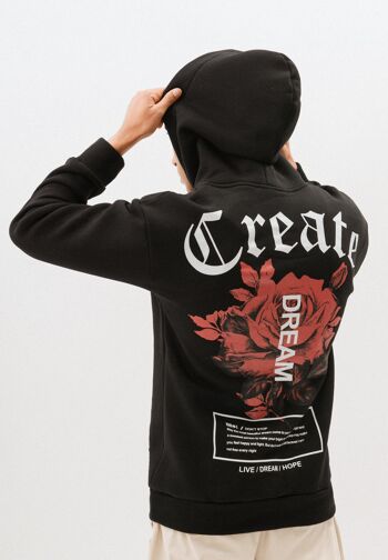 Sweat à Capuche Oversized Imprimé "CREATE" - Noir 1