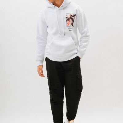 Sudadera extragrande estampada "DISCOVER" - Blanco