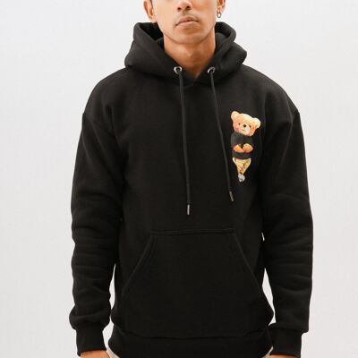 "NEVER" Printed Oversized Hoodie - Black