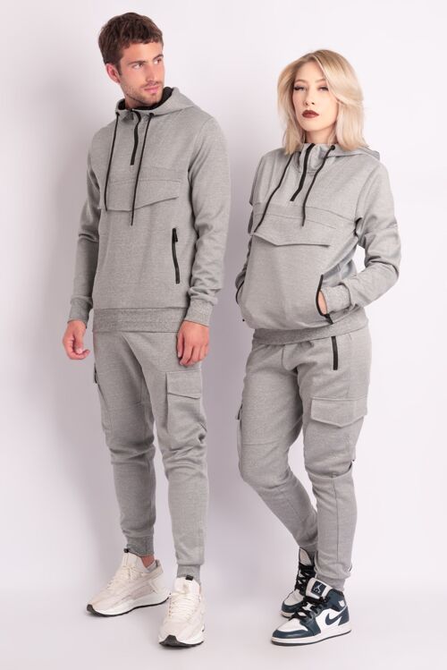 Ensemble Jogging Poche Kangourou Uni - Gris