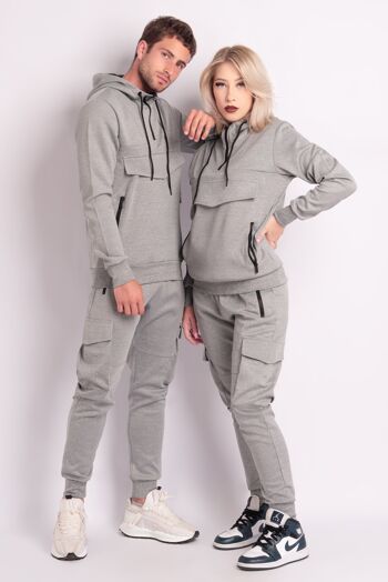 Ensemble Jogging Poche Kangourou Uni - Gris 4