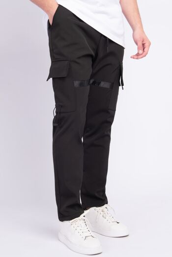 Pantalon Jogging avec Poches Cargo Uni Noir 2