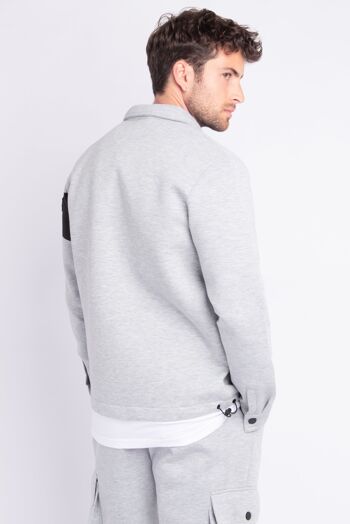 Veste Uni à Zip Bi Matière Grey 2