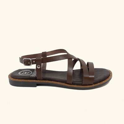 Kos Brown Leder flache Sandalen