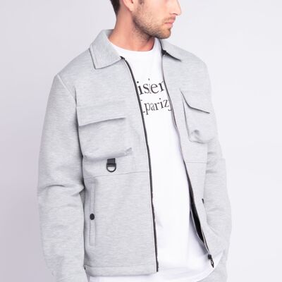 Plain Jacket with Zip Pockets Cargo Gray