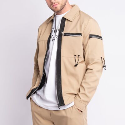 Giacca con zip semplice beige