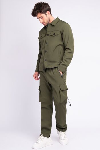 Veste Uni à Boutons Khaki 3