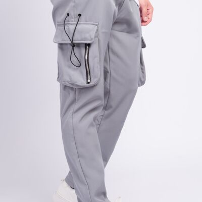 Plain Cargo Jogging Pants with Pockets Gray