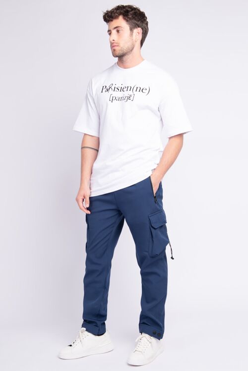 Pantalon Jogging avec Poches Cargo Uni Blue