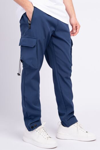 Pantalon Jogging avec Poches Cargo Uni Blue 2