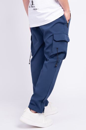 Pantalon Jogging avec Poches Cargo Uni Blue 3