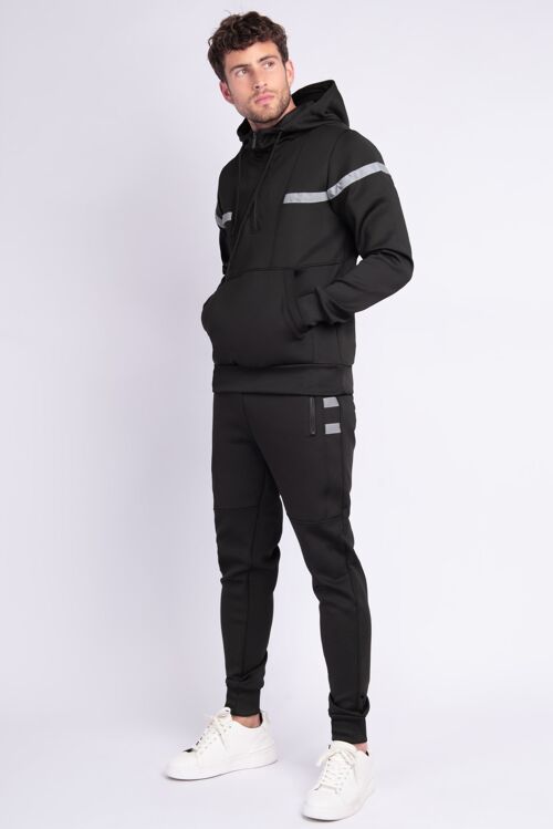 Ensemble Jogging avec Bandes Réfléchissantes Noir