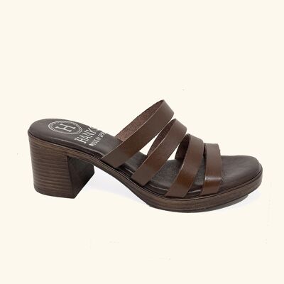 Brown leather Paros heeled sandals