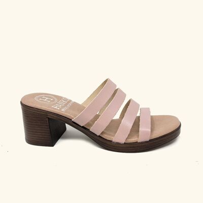 Pink leather Paros heeled sandals