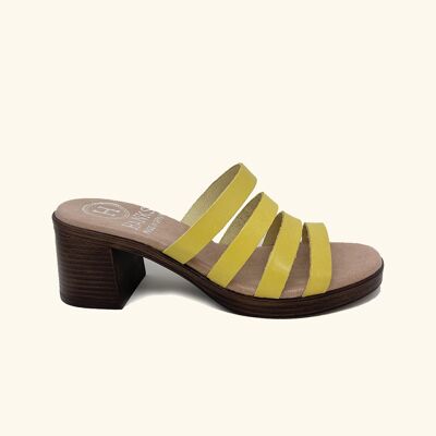 Yellow leather Paros heeled sandals