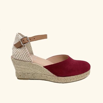 Jute Sandals Amorgos Red Leather and Split Leather
