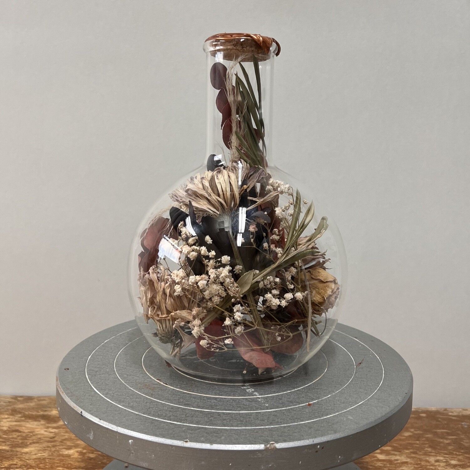 Bicchiere Decoro Fiori Secchi Sperare 2 Litri Cera Rame