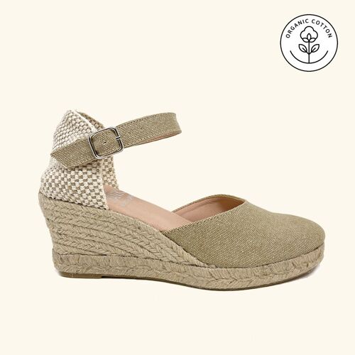 Sandalias yute Amorgos Piel y Textil Beige