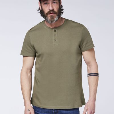 T-shirt boutonné style Henley pour hommes - Dusty Olive
