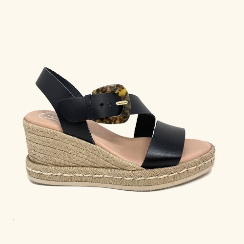 Sandalias cuña Marmaris Piel Negro