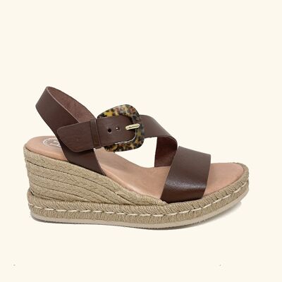 Marmaris Brown Leather Wedge Sandals