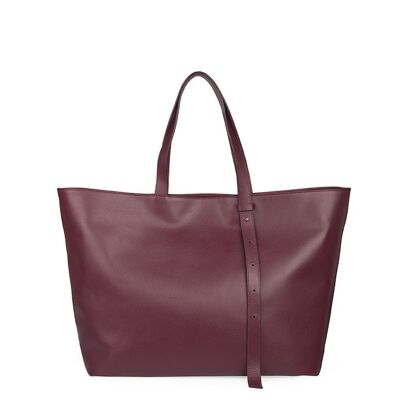 Bolso shopping  de piel burgundy Leandra