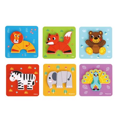 6 in 1 Mini-Tierpuzzles