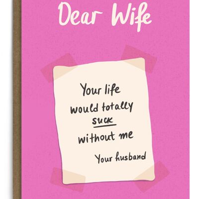 Dear Wife Love Card | Anniversary Card | Valentines Card