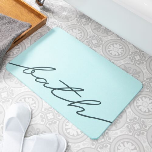 Bath Aqua Blue Stone Non Slip Bath Mat