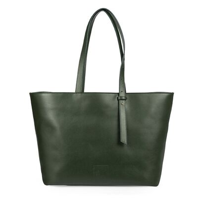 Leandra green leather shopping bag
