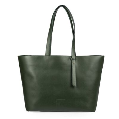 Bolso shopping verde de piel Leandra