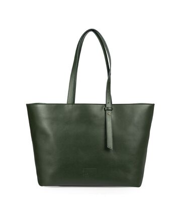 Cabas Leandra en cuir vert 1