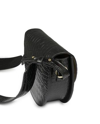 Sacoche Saddle en cuir embossé coco noir Leandra 5