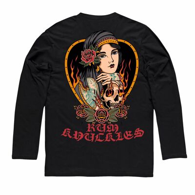 ROSE PIN UP SKULL LS Tee