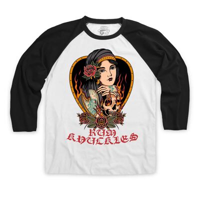 ROSE PIN UP SKULL Raglan Tee