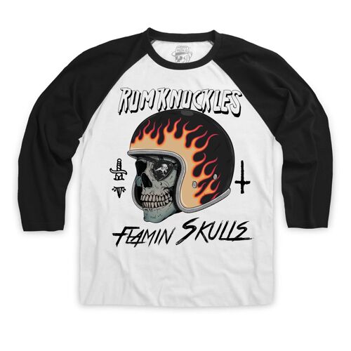 FLAMIN' SKULLS Raglan Tee