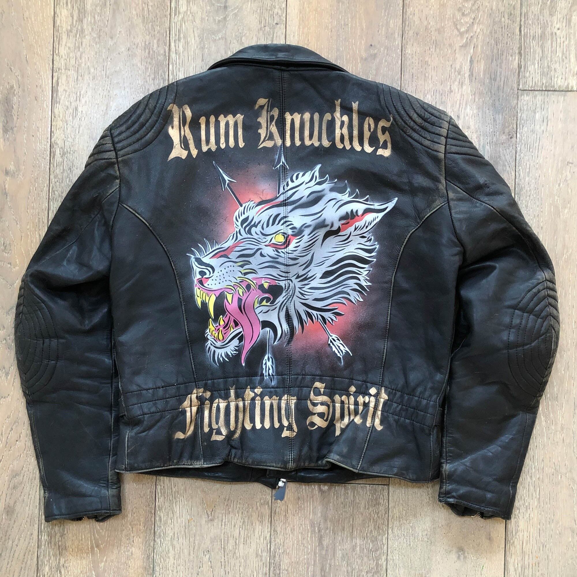 Buy wholesale RK Wolf - Hand Painted Vintage Leather Biker Jacket