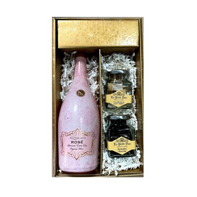 Coffret blanc - So Easy Spumante Rosé - PIZZOLATO - 1 pot d' Amandes enrobées et 1 pot de calissons st rémy LE PETIT DUC