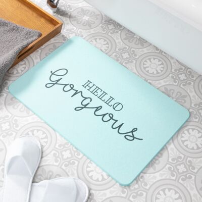 Tapis de bain antidérapant Hello Gorgeous Aqua Blue Stone