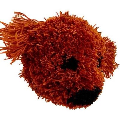 trofeo de cabeza de animal sostenible - cabeza de perro - marrón terra - pompón 100% lana suave - hecho a mano en Nepal - cabeza de animal