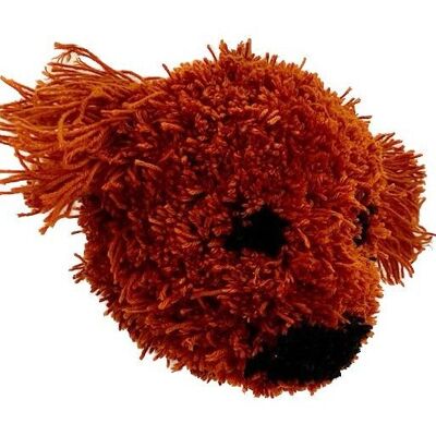 sustainable animal head trophy - dog head - terra brown - pom pom 100% soft wool - handmade in Nepal - animal head